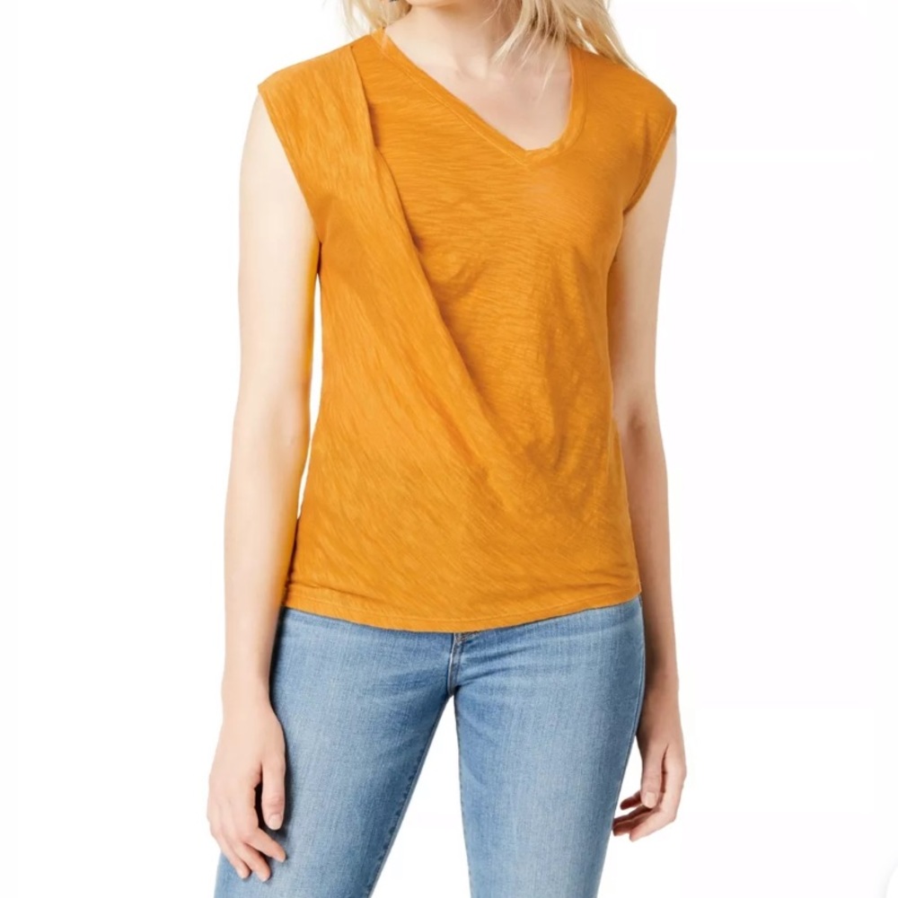 🔥BAR III🔥TWISTED SLEEVELESS TEE T-SHIRT GOLD MEDIUM NWT
